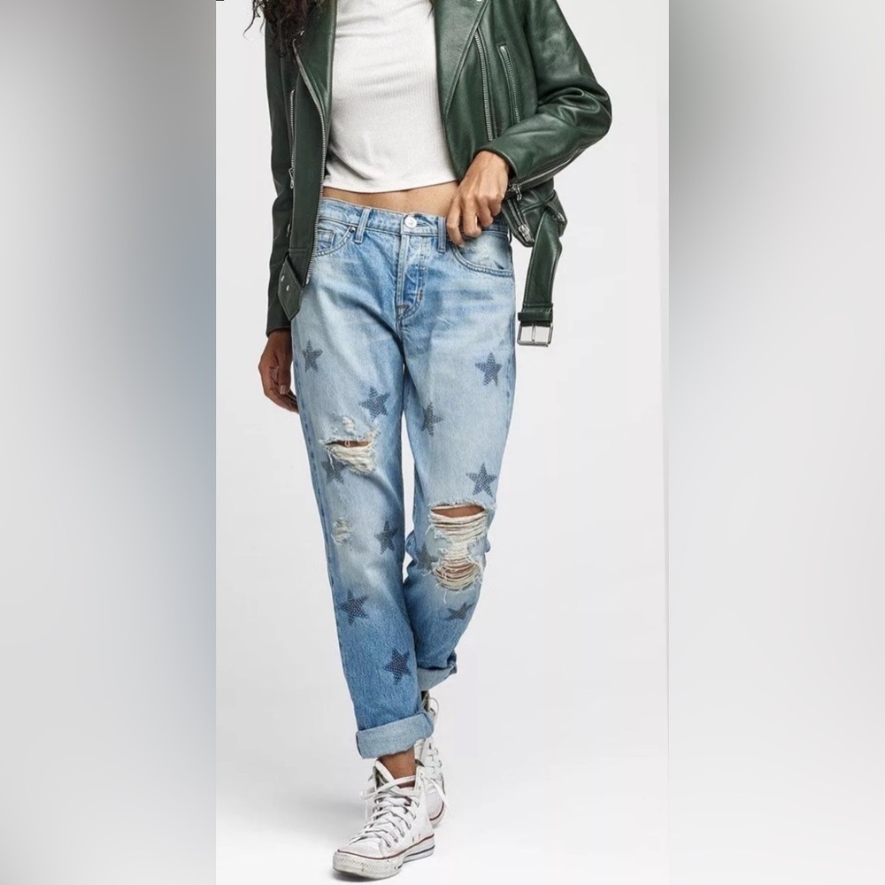 HUDSON Riley Relaxed Crop Straight‎ Star Amplify Jeans Size 29